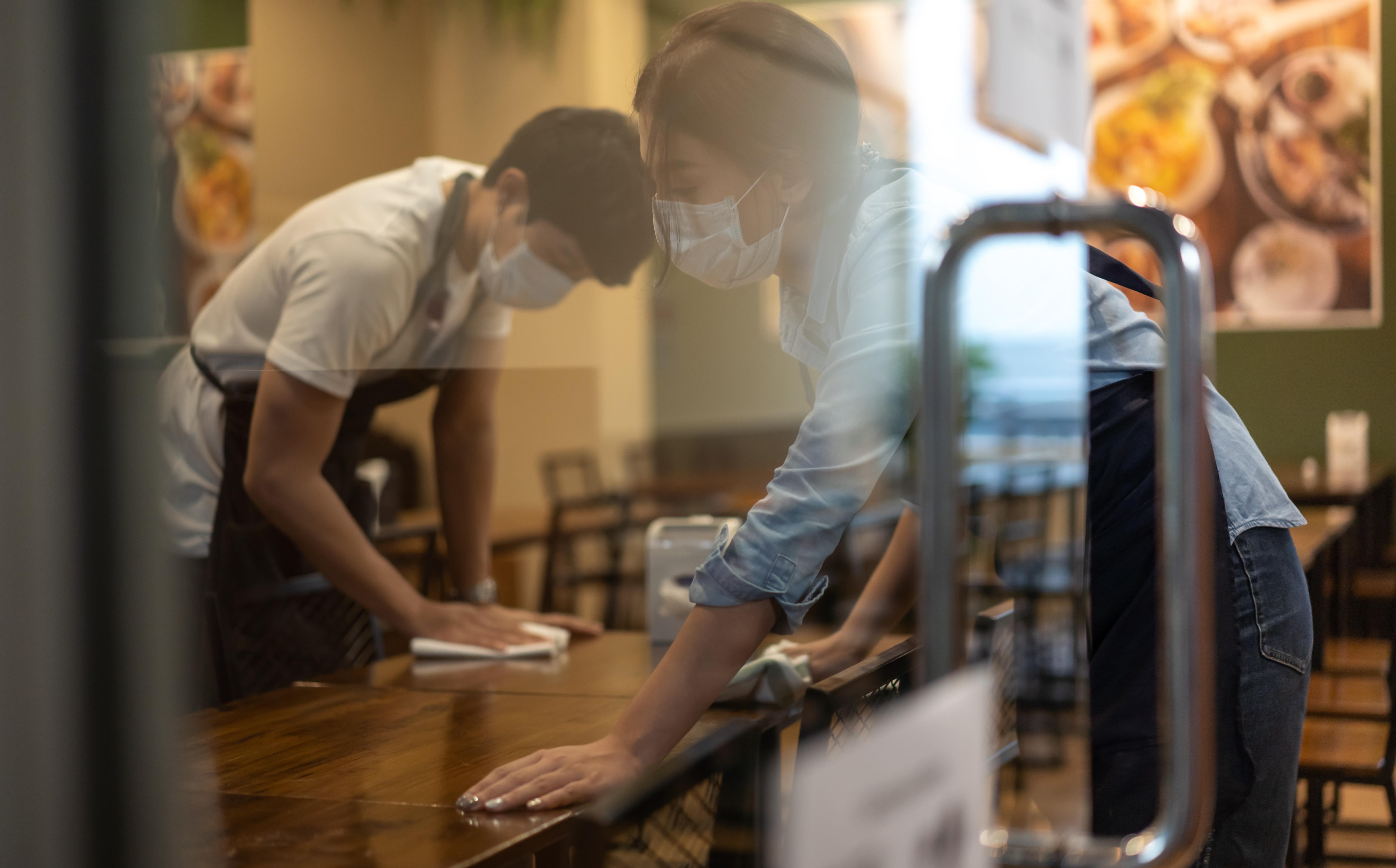 Workers in coffee shop sm